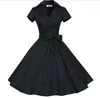 Casual Dresses Big Size Clothing 4xl Women Rockabilly Dress Party 50s Vintage V-Neck Belt Dot Print Blow Swing Robe