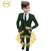 Conjuntos de ropa Traje de niños verde oscuro Esmoquin de boda Chaqueta de 3 piezas Pantalones Chaleco Ropa de fiesta formal Blazer para niños 2-16 años W0222