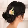 Headpieces Bridal Flower Hair Pins 3PCS Pink Rose Leaf Wedding Decoration For Bride Headwear Women And Gir Ornaments