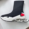 Mens Black Fabric Spring Sock Shoes 4 Metal Spring Shock Absorbers SHOX Plate-Form Shoe Walking Womens Fashion Designer Sneakers 35-46 Size With Original Box 11.0