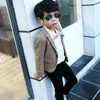 Sets Casual Blazer Clothing Coat For Children Boys Gift Light Blue Jacket For Prom Graduation Suit Cotton New Kids Clothes
