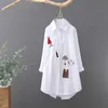 Women's Blouses Shirts Women Cotton Embroidery Loose Long White Shirts Spring Autumn Casual Office Lady Blouse Female Top Oversize 4XL Blouse 230222