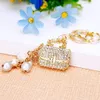 Keychains Lanyards Pearl Accessories Wind Satchel Car Keychain Female Bag Pendant Metal Keychain Ring Rhinestone Small Gift