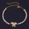 Anklets Stonefans Fashion Rhinestone Butterfly Anklet Chain For Women Bling Crystal Tennis Armband On Hand Beach Jewelry