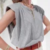 Kvinnors tankar Zhymihret Casual Tank Tops Padded axlar Kvinnliga streetwear överdimensionerade ärmlösa 2023 Summer Loose Basic Sport Vest