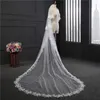 Bridal Veils Real Image Two-Layer Tulle Women Wedding Veil With Comb Applique Edge Long Sweep Hair Accessories