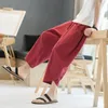 Männer Hosen Japanische Elastische Taille Baumwolle Leinen Männlichen Sommer Lose Atmungsaktive Einfarbig Fitness Streetwear Plus Größe 5XL 230221