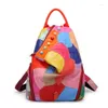 Schultaschen Mochila Femenina Retro Echtes Leder Rucksack Schaffell Designer Reise Bunte Patchwork Luxus Shopper Tasche Damen