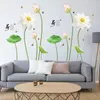 Autocollants muraux de Lotus élégants, fleurs 3D, affiche de Style chinois, décor de salon, de bureau, de maison, de chambre d'adolescent, autocollants pour meubles