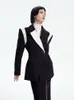 Kvinnors kostymer blazrar EAM Women Black ColorBlock Elegant Blazer Lapel Long Sleeve Loose Fit Jacket Fashion Spring Autumn 2023 1DF0762 230221