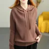 Kadın Sweaters Sold Sıradan Kalın Krepler Kapşonlu Düz Parlak Renkler Kadın Giyim Leisure All Maç Sonbahar Kış Sweaters 230222