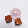 Figurines décoratives en titane Aura ange, boules de cristal rose avec 2 Cubes de grès, sphère de galvanoplastie, guérison Reiki