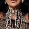 Choker handgjorda strass stort vatten droppe fyrkantigt halsband för kvinnor vintage kristalltassel pendent krage gåva