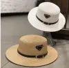 Mens Hats Designer Straw Hat Flat Top Hat High Quality Wide Brimmed Floppy Straw HAT Same Triangle Floppy Sun Hat Summer Beach Straw Hat Sun Visor Hat Beach Cap for Women