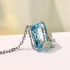 Chains 2023 S925 Silver Butterfly Necklace Women Sea Blue Treasure Zircon Clavicle Chain Pendant