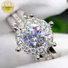 Cluster Rings Au585 White Gold Ring Wedding Party Engagement 1 2 3 4 5 Round Moissanite Diamond Crown Turns ElegantCluster