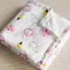 담요 면화 겨울 유아 아기 담요 2 레이어 3D 도트 만화 소프트 열 이불 유모차 랩 100x76 cm swaddling