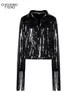 Kvinnorjackor Kvinnor Tassel Sequin Jacket Summer Autumn Streewear Rock BF Retro Långärmad silver Reflective Jacket Women Outwear Tops 230222