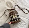 NOUVEAU mode petit sac à bandoulière texture losange sac seau portable