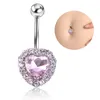 Anelli per campanello per ombelico Piercing per donna Cristallo Amore Cuore Zircone Acciaio chirurgico Estate Spiaggia Moda Gioielli per il corpo Colore blu