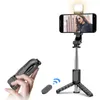 Q10S Trip￩ flex￭vel Selfie Stick com LED Light Light Selfiestick sem fio controle remoto telefone selfie stick para youtube tiktok transmiss￣o ao vivo maquiagem