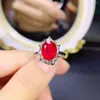 Klusterringar Natural Myanmar Burning Ruby Red Ring 8x10mm 925 Silver Inset for Women