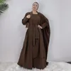 Ethnic Clothing Ramadan Eid 2 Piece Muslim Sets Abayas For Women Turkish Dress Open Abaya Dubai Islamic Gown Femme Musulman Ensembles