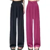 Women's Pants Capris Fashion Pockets Solid Drape Suit Pants Spring Summer Korean Button High Waist Loose Wide Leg Mopping Trousers Trend Women 230222