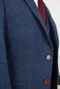 Men's Suits Blazers Wool Blue Herringbone Retro gentleman style custom made suits tailor suit Blazer for men 3 piece JacketPantsVest 230222