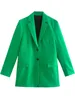 Zweiteiliges Kleid Stilvolle grüne solide Frauen gerade Blazer Jacke Taschen Einreiher Mode Split Minirock Büro Ladt Casual Streetwear 230222