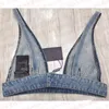 T-shirt in denim da donna firmate gilet con distintivo in metallo Top a tubo con imbracatura a V profonda sexy Abbigliamento donna