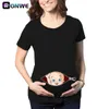 Kvinnors t-shirt blixtlås baby laddar kvinnor gravid rolig t-shirt tjej moderskap graviditet tillkännagivande skjorta nya mamma kläder drop ship 022223h