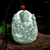 Hänge halsband burmesiska naturliga jade ruyi guanyin snidade amulet halsbackar