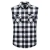 Men's Casual Shirts Chic Men Shirt Anti-pilling Summer Plaid Print Sleeveless Thin Skin-touching Streetwear