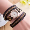 Wristwatches 2023 CAY Geneva Quartz Watches Women Weave PU Leather Analog Bracelet Dress Relogio Femininos