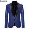 Mens Suits Blazers Gold Silver Sequin Shiny Suit Jacket Fashion Night Club DJ Stage performances Wedding party Coats 50 230222