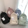 School Bags Women Cute Backpack For Teenage Girls Korean Styel Bear Travel Large Capacity Kawaii Nylon Waterproof Laptop Bagpack