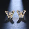 スタッドイヤリングベティエシャイニーガラスイヤリングガールズのための魅力的な蝶のモデリング目を引く装飾声明のパーティー愛らしいギフト