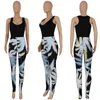 Women's Two Piece Pants Summer Casual Print Tracksuit Women Sexy O Neck Sleeveless Tank Top Legging Skinny Club Party Set Outfits Streetwear