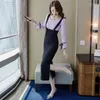 Work Dresses Women&#39;s Slim Outfits Two Piece Set Autumn Ladies Office Purple Knitted Sweater Tops High Waist Strap Split Long Skirt