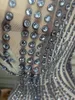 Сценическая ношение блестящих страпов для женщин сексуально высоко сплит вечернее вечернее выпускное питание платье на день рождения платье сетки сетчатой ​​фестиваль одежда