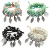 Bangle 2023 Arbre de mode rétro européen et américain Feuilles de perles de verre multicouches Charmes Bracelets Bijoux Gift For Women
