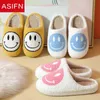 Slippers ASIFN winter Women Fluffy Fur Slippers Big Smile Floor Short Plush Fleece Flat For Couples Black Ladies Shoes Indoor Slippers Z0215