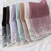 Roupas étnicas personalizadas rendas bordadas hijab shawls longos xales muçulmanos chiffon lenços de chiffon lisos com hijabs de onda