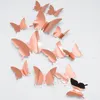 Ana Sayfa Kelebek Duvar Etiketleri 12 PCS/Set DIY Mirror Yüzey 3D Kelebek Düğün Oturma Odası Dekor Kelebek Çıkartmalar BH8313 TQQ
