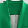 Women's Jackets TRAF Women's Spring Autumn coats Green Solid Color Lined Belted Down Lapel Long Female Blazer Chic Mujer tops Jackets 230222