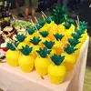 Other Festive Party Supplies 6 12pcs Summer Tropical Pineapple Coconut Drinking Plastic Cup Beach Pool Hawaii Luau Birthday Decoration straw cup 230221