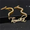 Nome personalizado Colar Jewelry Gold Pingle Letter Pingnder Colar com 4mm 18 polegadas Cadeia de tênis Cz para homens mulheres2629