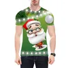 Koszulki męskie kreskówki Święty Mikołaj Claus wzór mężczyzn 3D T-shirty z krótkim rękawem Street Christmas Mężczyzna Owczesne topy 7xl Casual Festival Tees