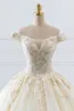 Impresionante diseñador con lentejuelas de tul vestidos de novia elegantes fuera de los hombros apliques perlas con corsé espalda vestidos de novia largos de lujo BC15252